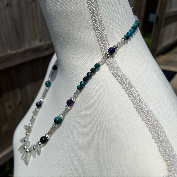 Handmade - Aura Quartz, Labradorite and Galaxy Tigers Eye Beaded Necklace - Picture 8 of 15